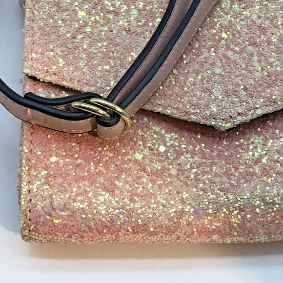 Madden Girl Pink Glitter Crossbody Bag Adjustable Strap Pockets Sparkly Evening - Picture 5 of 9